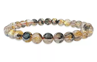 Bergkristall-Armband Rutil-Hämatit AAA-Perlen 5.5-6.5 mm