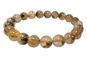 Bergkristall-Armband Rutil-Hämatit AAA-Perlen 9–10 mm