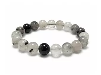 Bergkristall-Turmalin-Armband A 10mm Perlen