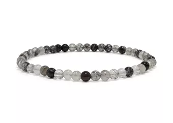 Brasilianisches Bergkristall-Turmalin-Armband A 4-5mm Perlen