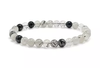 Bergkristall-Turmalin-Armband A 6-7mm Perlen