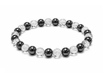 Armband aus Hämatit & Bergkristall A mit 6–7-mm-Perlen