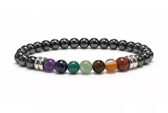 Hämatit-Armband A 7 Chakren 6mm Perlen