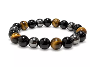 Hämatit Tigerauge Schwarzer Obsidian Armband A Perlen 10 mm