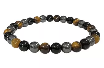 Hämatit Tigerauge Schwarzer Obsidian Qualität A Armband 6mm Perlen