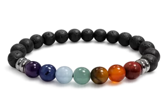 Lavastein 7-Chakren-Armband A+ mit 8-mm-Perlen