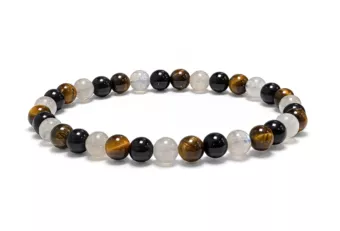 Labradorit Tigerauge Schwarzer Obsidian Armband A Perlen 6 mm