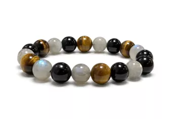 Labradorit Tigerauge Turmalin Armband A Perlen 10 mm