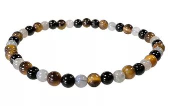 LabradoritTigerauge Turmalin-Armband A 4-mm-Perlen