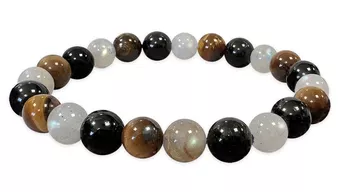 Labradorit-, Tigerauge- und Turmalin-Armband A 8mm Perlen