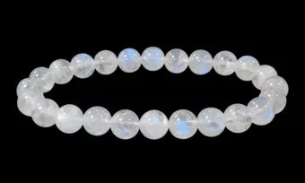 Armband Weißer Mondstein Peristerit AAA Perlen 8mm