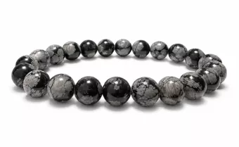 Schneeflockenobsidian-Armband A mit 8–9-mm-Perlen