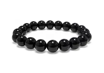 Schwarzer Obsidian Armband A 10mm Perlen