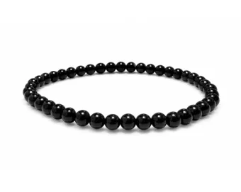 Schwarzer Obsidian Armband A 4mm Perlen