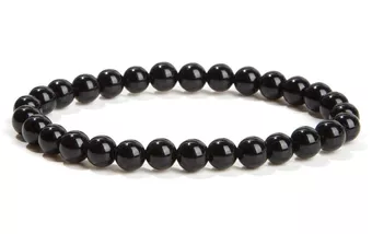Schwarzer Obsidian Armband A 6mm Perlen