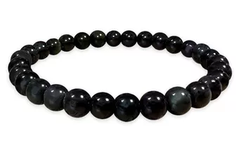 Rainbow Himmelsauge-Obsidian Armband A 6mm Perlen