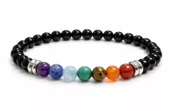 Onyx 7-Chakren-Armband A mit 6-mm-Perlen