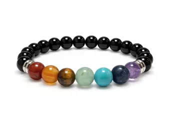Onyx 7 Chakren Armband A Perlen 8 mm