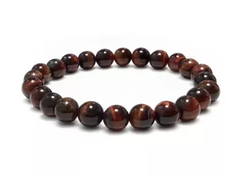 Rotes Tigerauge Armband A+ Perlen 8 mm