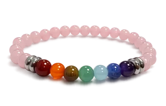Rosenquarz 7 Chakren A Perlenarmband 6mm