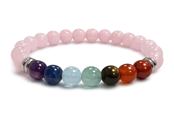 Rosenquarz 7 Chakren A Perlenarmband 8mm
