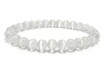 Katzenaugen-Selenit-Armband AA 6mm Perlen