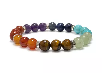 7 Chakren Armband mit Strass A Perlen 8 mm