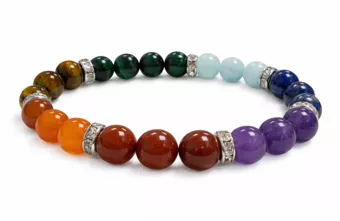 Armband mit 7 Chakren und Strasssteinen, A+ Perlen, 8 mm