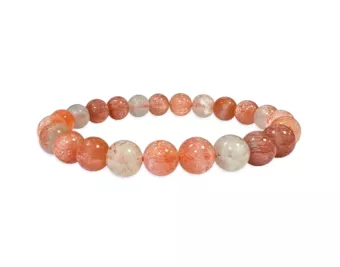 Polychromes Sonnenstein-Armband mit Hämatit-Einschlüssen AA 8-9mm Perlen