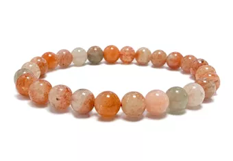 Kupferfarbiges Sonnenstein-Armband mit Hämatit-Einschlüssen AA 7-8mm Perlen