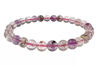 Armband aus Super Seven AA Quarz mit Einschlüssen, Perlen 6 mm