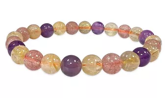 Armband Amethyst Rutilquarz Erdbeerquarz Mit 8mm Perlen