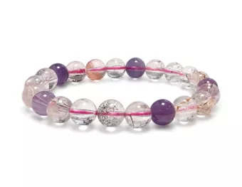 Armband aus Super Seven AA Quarz mit Einschlüssen, Perlen 8–9 mm
