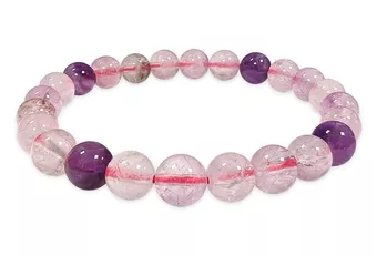 Armband aus Super Seven A+ Quarz mit Einschlüssen, Perlen 8 mm