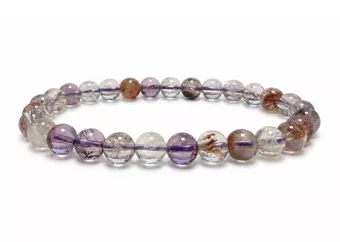 Armband Super Seven Violetter Geisterquarz AA Perlen 6–7 mm