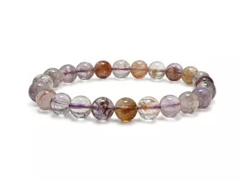Armband Super Seven Violetter Geisterquarz AA Perlen 8–9 mm
