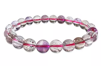 Armband aus Super Seven AAA Quarz mit Einschlüssen, Perlen 8–9 mm