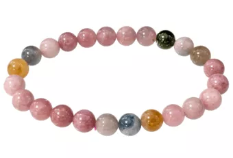 Mehrfarbiges rosa Turmalin-Armband AA+-Perlen 7.5–8.5 mm