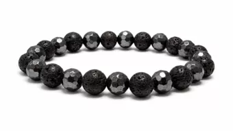 Armband mit facettiertem Hämatit und Lavastein A 8mm Perlen