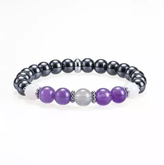 Armband aus Hämatit, Amethyst, Rosenquarz und Labradorit mit 8-mm-Perlen