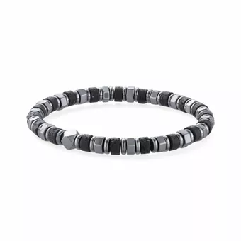Lavastein- und Hämatit-Armband A 6mm Perlen