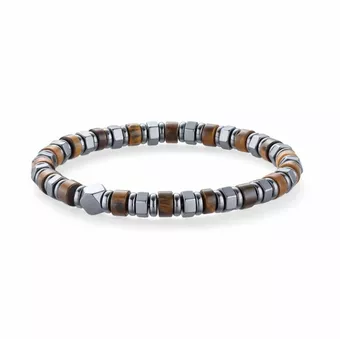 Tigerauge- und Hämatit-Armband A 6x3mm Perlen