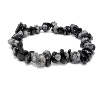 Schneeflocken-Obsidian-Splitterarmband A 5-8mm