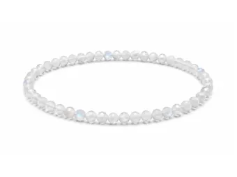 Armband aus Facettiertem Weißem Peristerit-Mondstein AA – 3-mm-Perlen