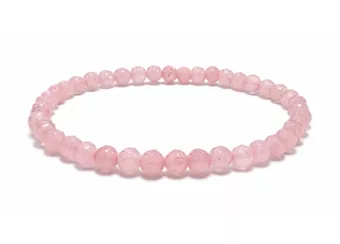 Armband aus facettiertem Rosenquarz Qualität A – 4 mm Perlen