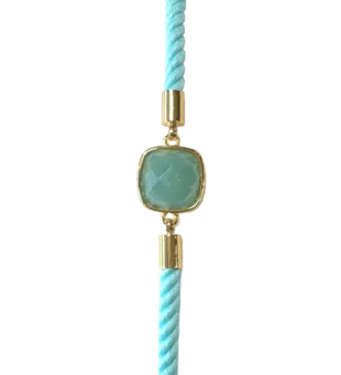 Facettiertes quadratisches Amazonit-Messingseilarmband 11 mm
