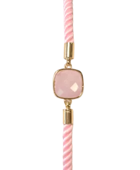 Facettiertes quadratisches Rosenquarz-Messingseilarmband 11 mm