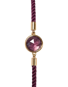 Facettiertes rundes Amethyst-Messingseilarmband 12 mm