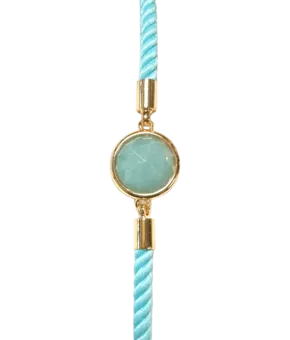 Facettiertes rundes Amazonit-Messingseilarmband 12 mm