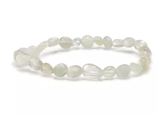 Weißer Mondstein Armband mit Trommelsteinen A 6-8 mm